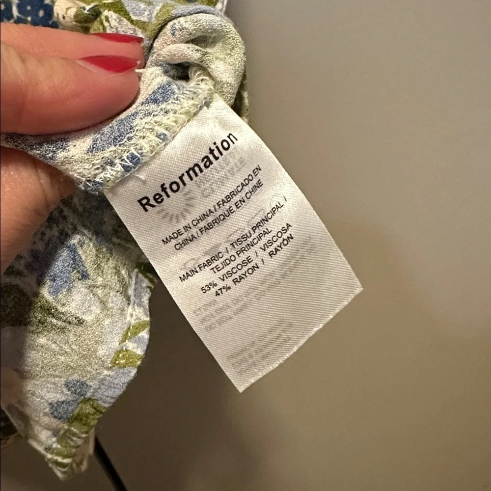 Reformation Margot Floral Green and Blue Skirt SIZE 0 - Picture 7 of 8